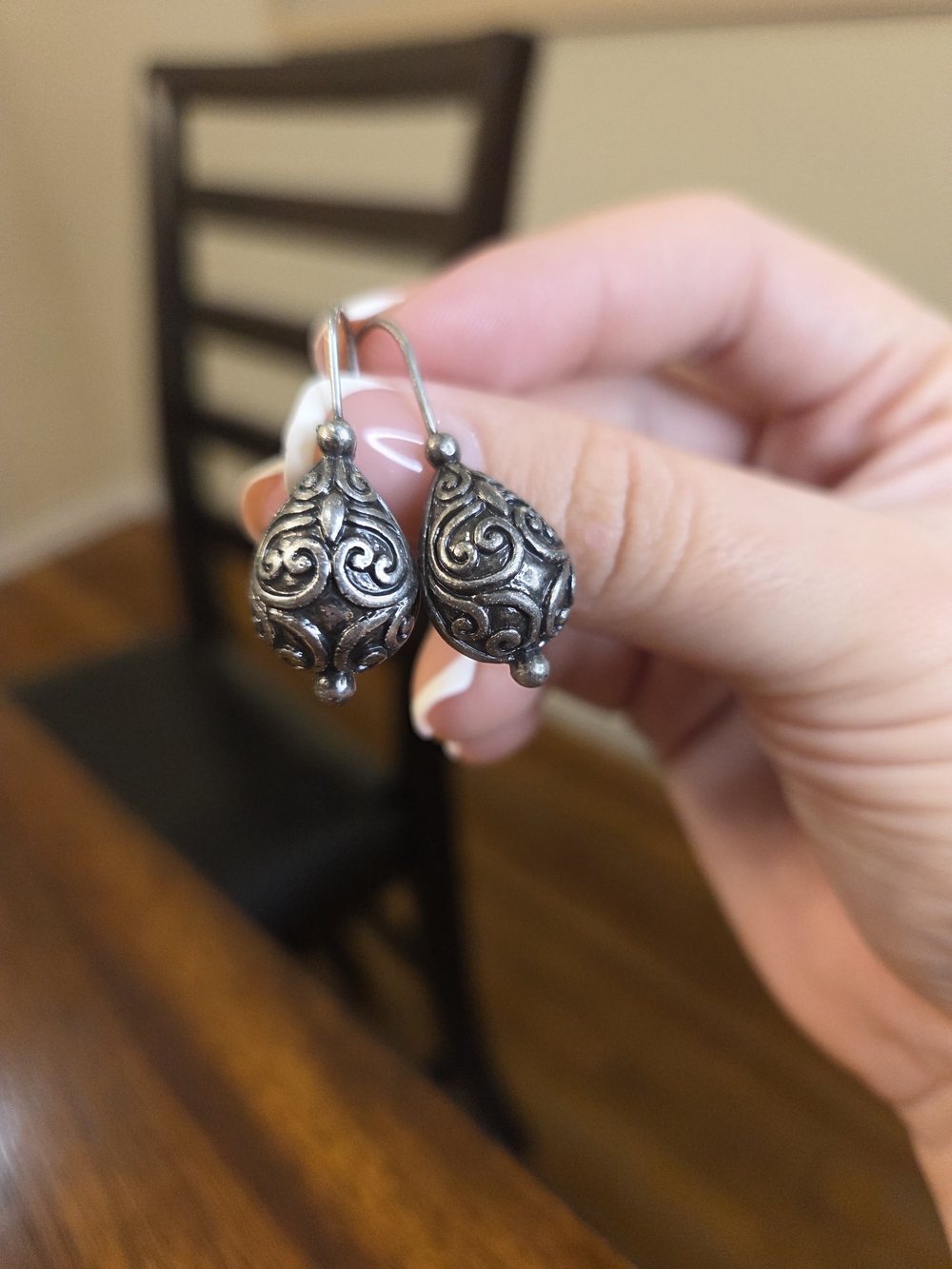 Silver Drop earrings Bohemian style / Old